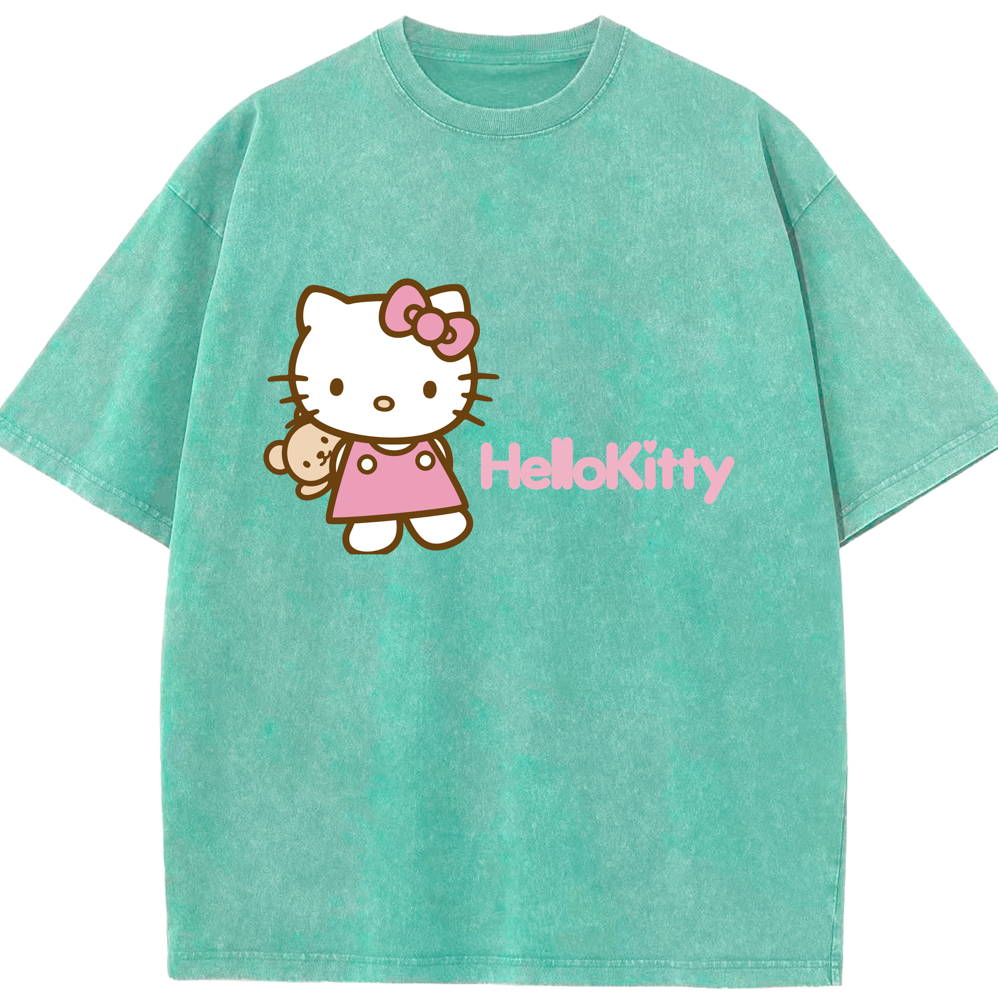 （画像用） Hello Kitty ハローキティ 綿100% ヴィンテージ風 半袖Tシャツ（フロントプリント）